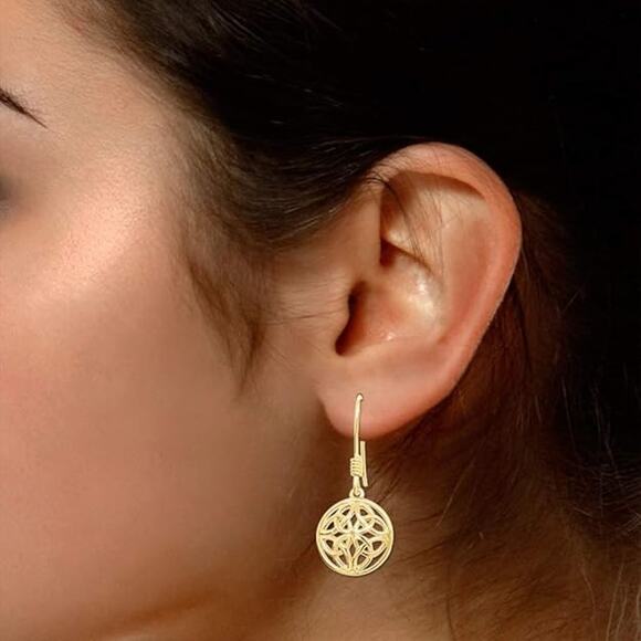 Celtic Knot Round Drop Earrings In 14K Gold Over Sterling Silver - Picture 4 of 4